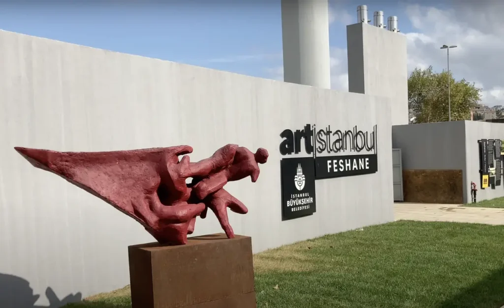 The signboard of ArtIstanbul Feshane, a cultural center for art exhibitions and events in Istanbul.