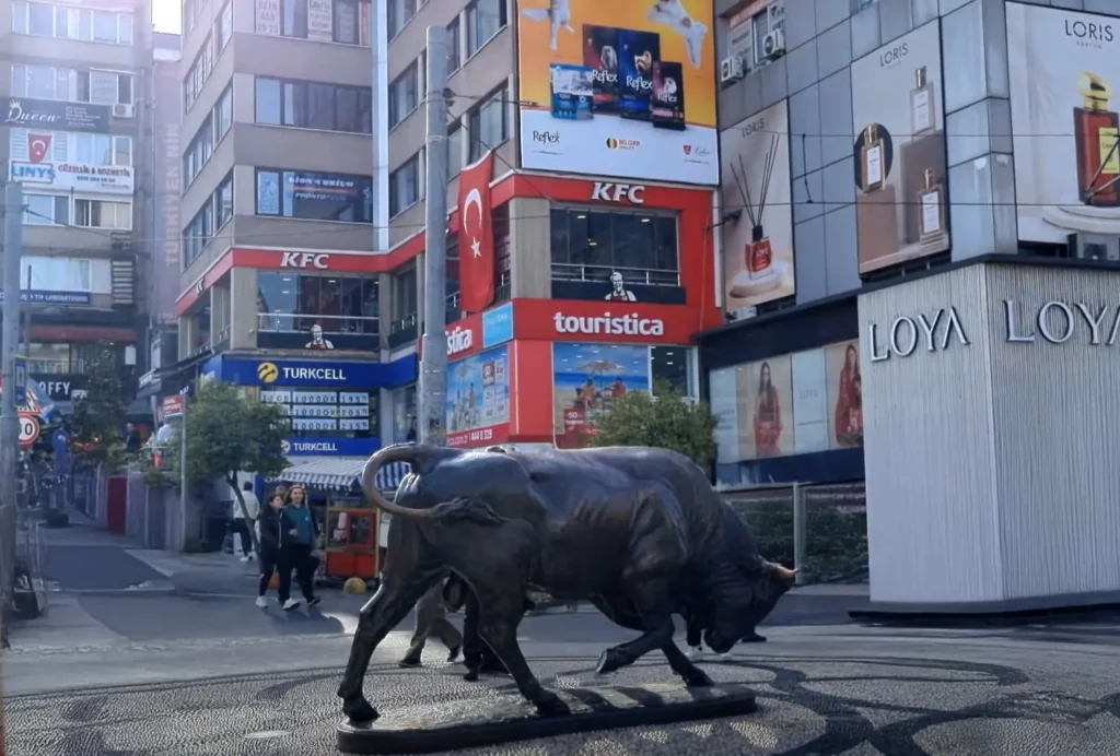 Iconic Bull Statue located in Kadıköy, Istanbul.