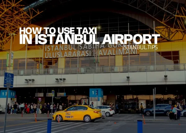 Taxi waiting outside Istanbul Airport for passengers.