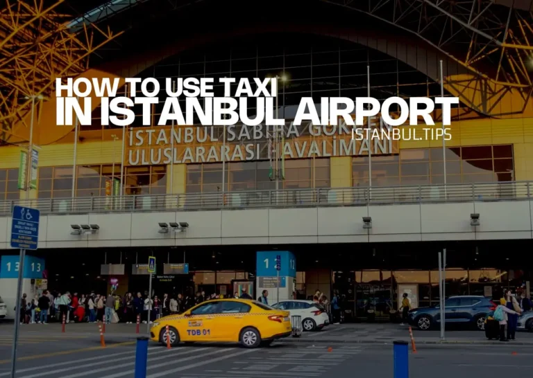 Taxi waiting outside Istanbul Airport for passengers.