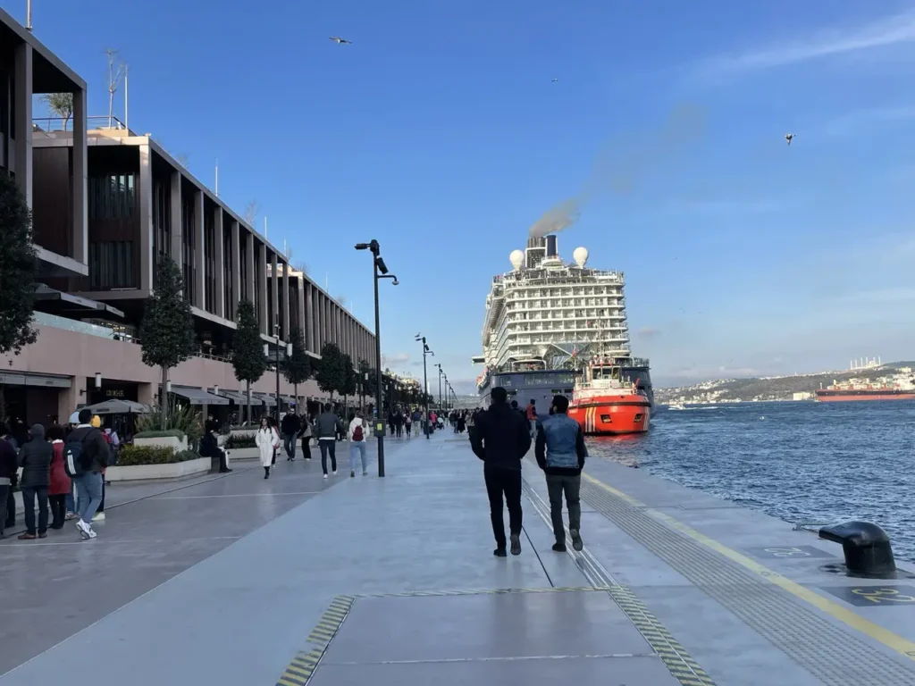 Seawalk in Galata Port, Istanbul, offering views of the waterfront and cityscape.