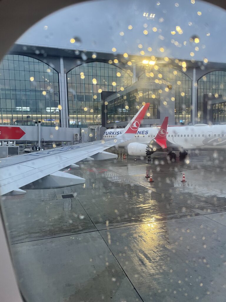 Istanbul airport view from an airplane