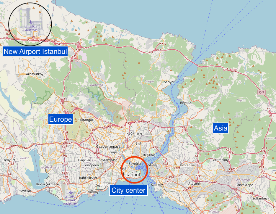 Location of Istanbul Airport