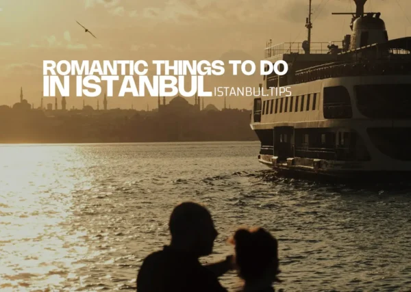 Couple enjoying a romantic moment in Istanbul with views of the city’s iconic landmarks.