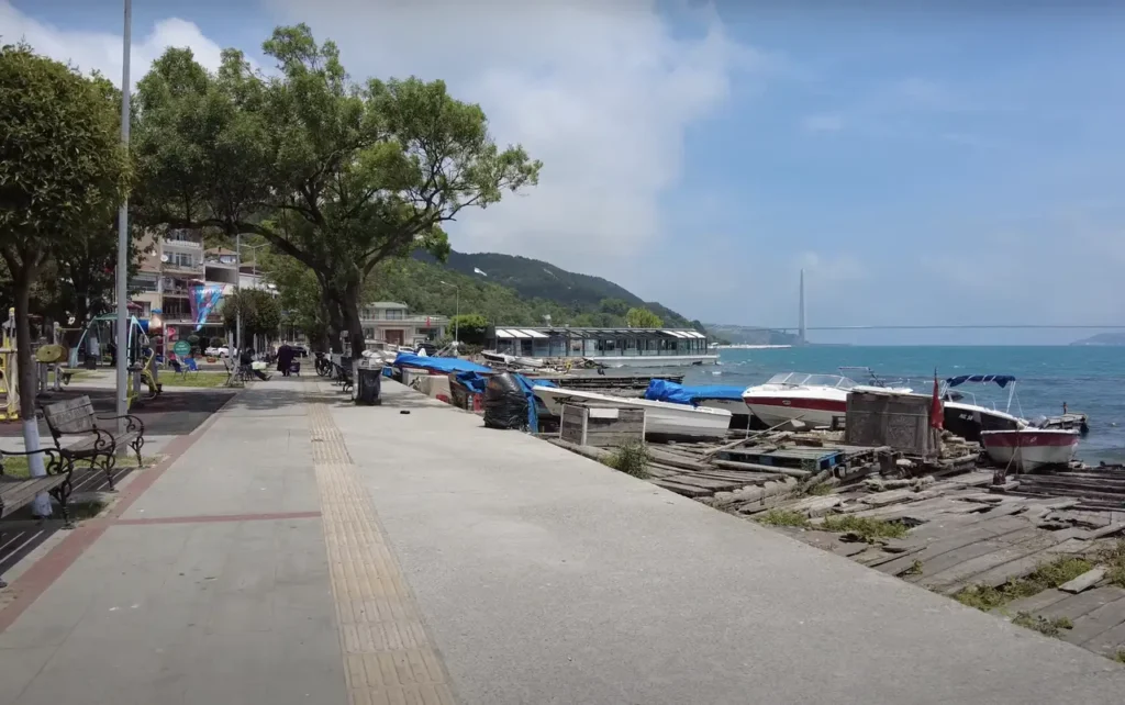 A scenic view of the waterwalk beside Rumeli Village.