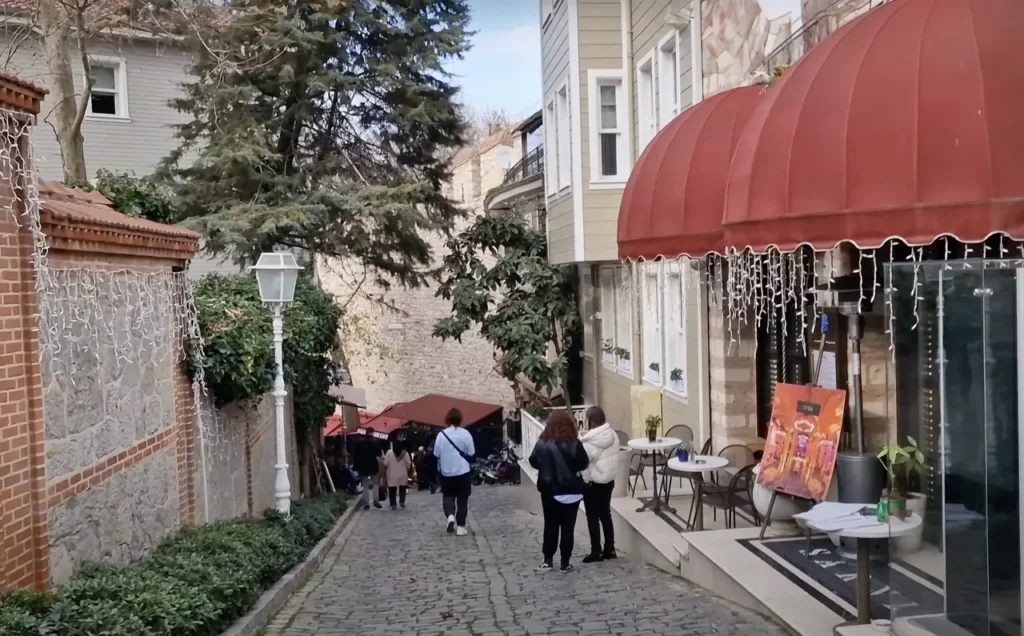 A view of the traditional Ottoman-style houses on Soğukçeşme Street, a charming historical lane in Istanbul.