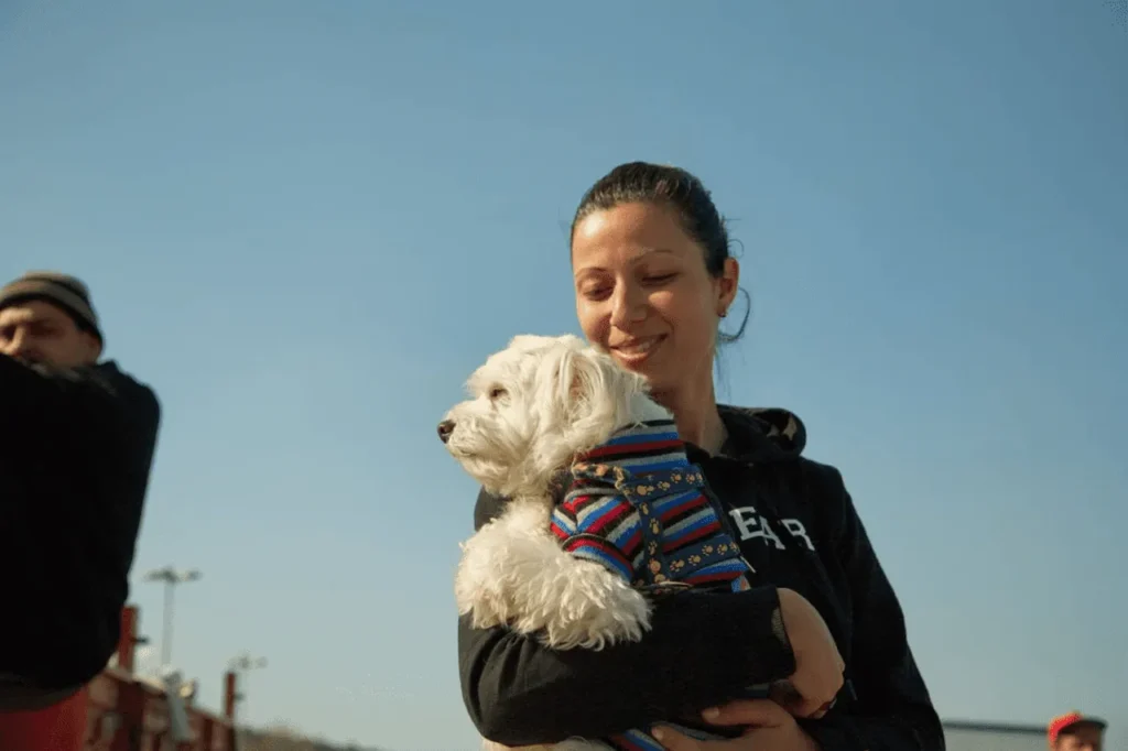 Woman with Dog on the Moda Seawalk in Istanbul