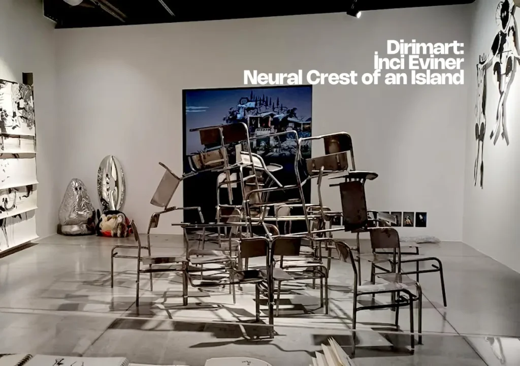 View of İnci Eviner’s artwork titled "Neural Crest of an Island" exhibited at Dirimart in Istanbul.