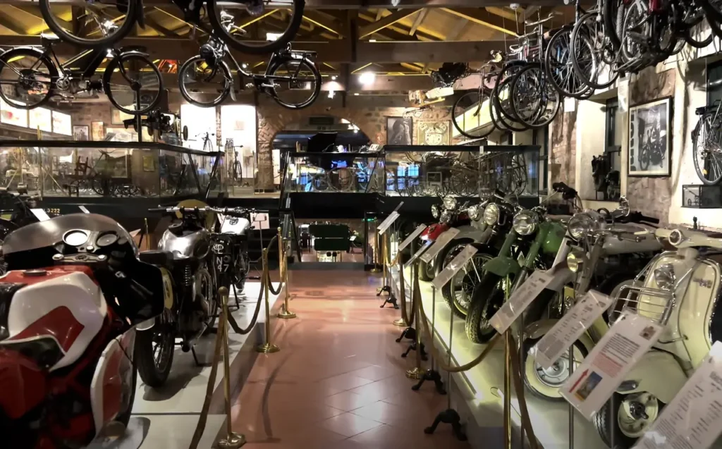 Vintage bikes and motorcycles on display at Rahmi Koç Museum.