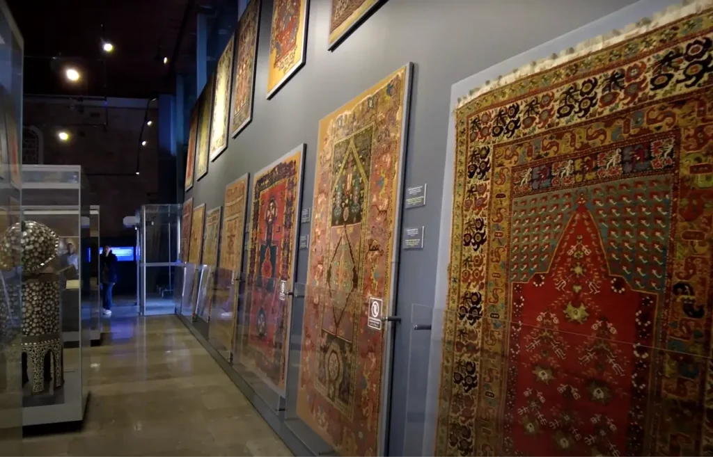 Traditional carpets on display in the Turkish and Islamic Arts Museum.