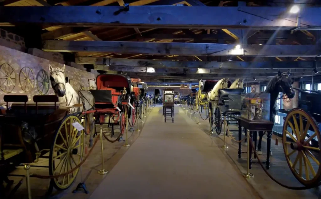 Historic carriages displayed at Rahmi Koç Museum.