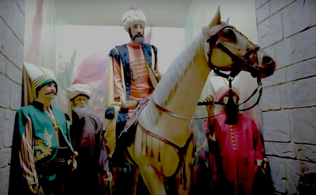 Lifesize figures at the Istanbul Military Museum depicting Ottoman soldiers in traditional military uniforms.