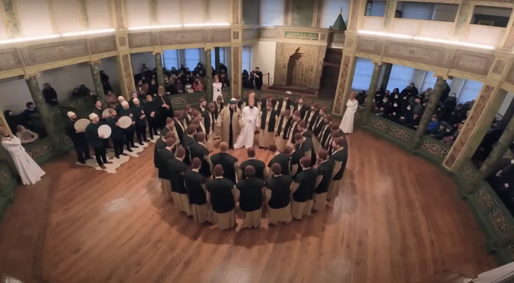 Whirling Dervishes performing at The Galata Mevlevi House Museum in Istanbul.