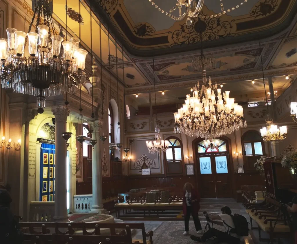 Interior of Hemdat Israel Synagogue in the Yeldeğirmeni district of Istanbul.