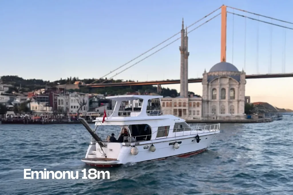 The Eminonu 18m yacht, a private charter vessel in Istanbul.