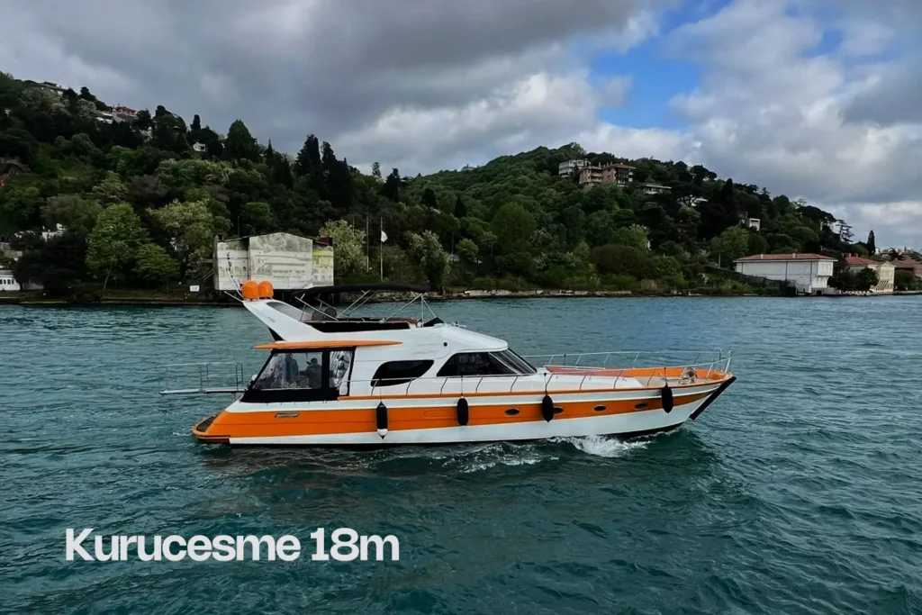 The Kurucesme 18m yacht, a luxurious vessel for rent in Istanbul.