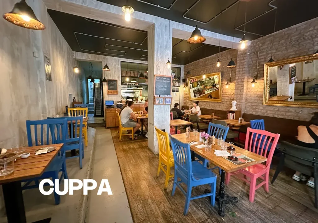 The cozy interior of Cuppa cafe in Istanbul, with a modern and welcoming design.