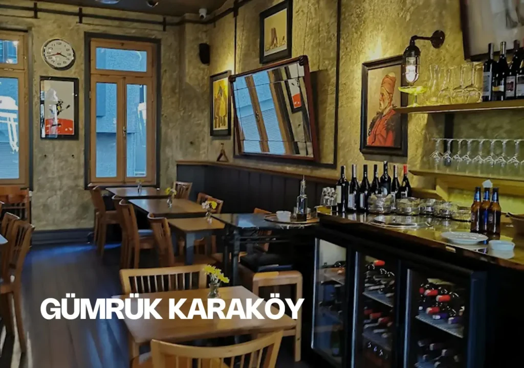 The chic and industrial-style interior of Gümrük Karaköy café in Istanbul.