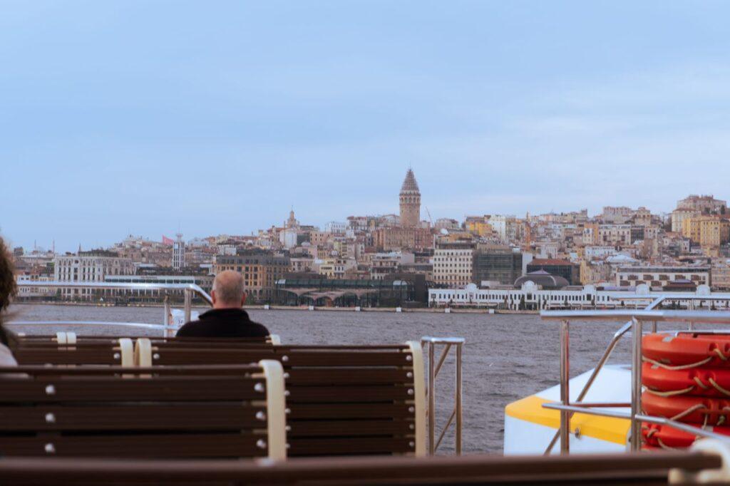 Galata Tower View from a ferry in Istanbul