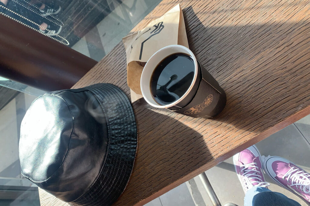 A warm cup of coffee served in Kahve Dünyası, a popular café in Istanbul.