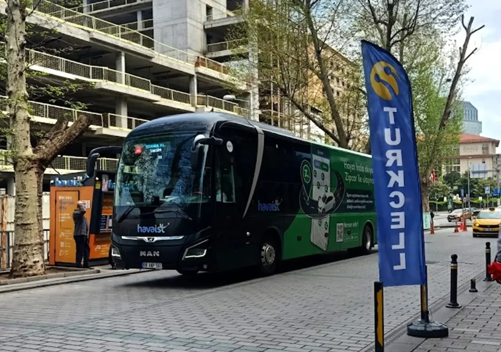 Havaist airport bus on a street in Istanbul.