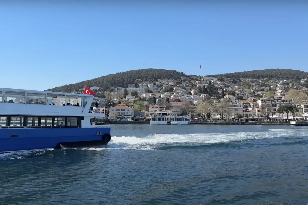 A ferry cruising towards the Princes' Islands.