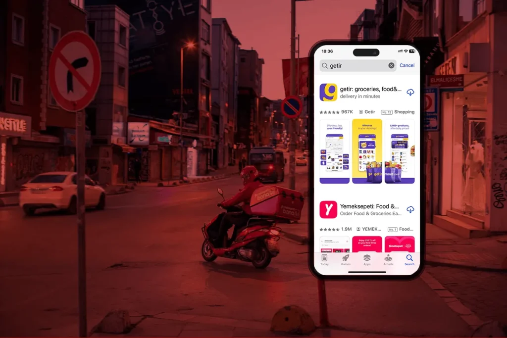 Screenshot of popular food delivery apps on an iPhone with options for ordering meals directly from your phone.