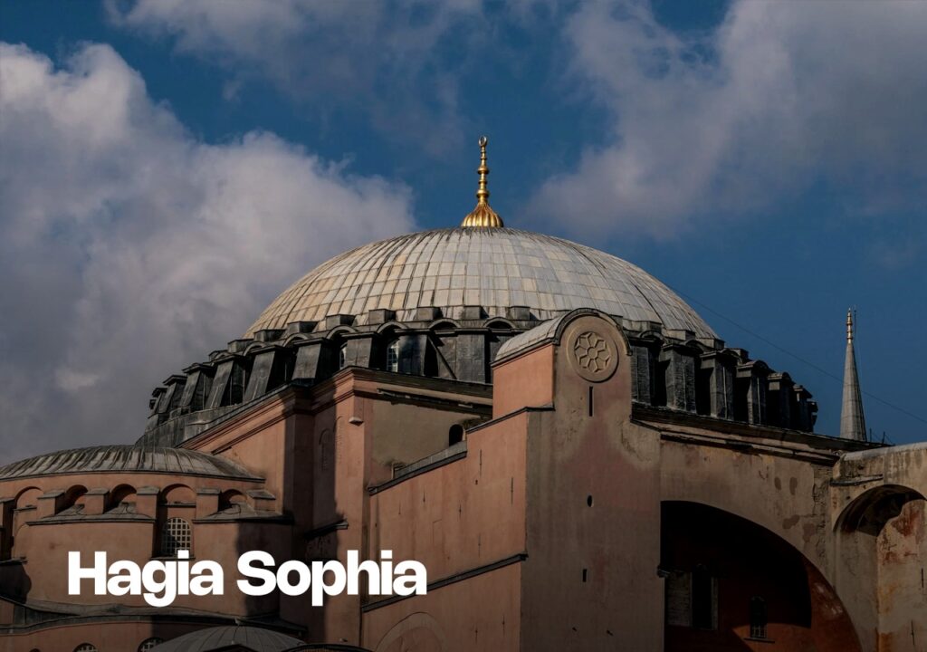 An aerial view of the dome of Hagia Sophia, one of the world’s most famous religious structures.