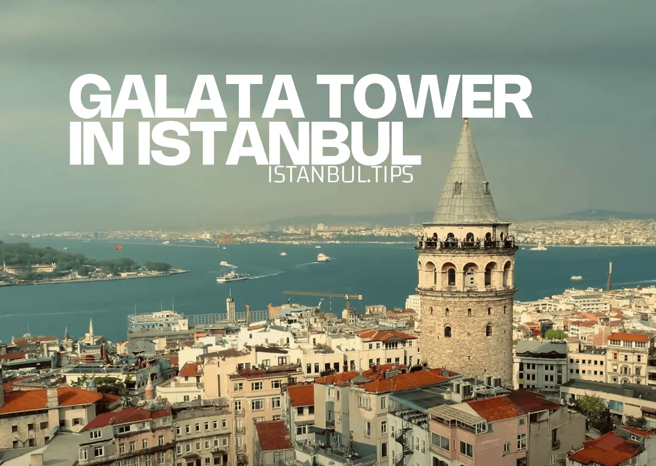 Galata Tower with Galata neighborhood and the Bosphorus in the background.